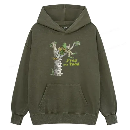 Pagewings Frog and Toad Old Book Unisex Washed Hoodie