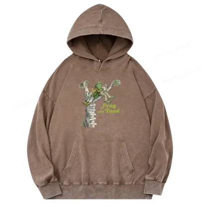 Pagewings Frog and Toad Old Book Unisex Washed Hoodie