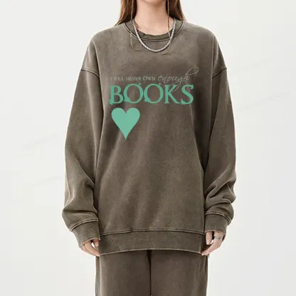 Pagewings I Will Never Own Enough Books Unisex Washed Sweatshirt