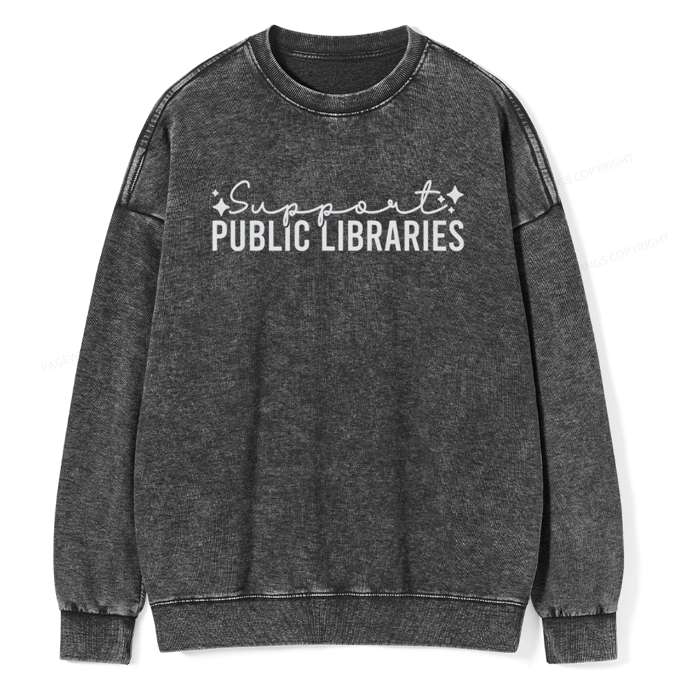 Pagewings Public Libraries Unisex Washed Sweatshirt