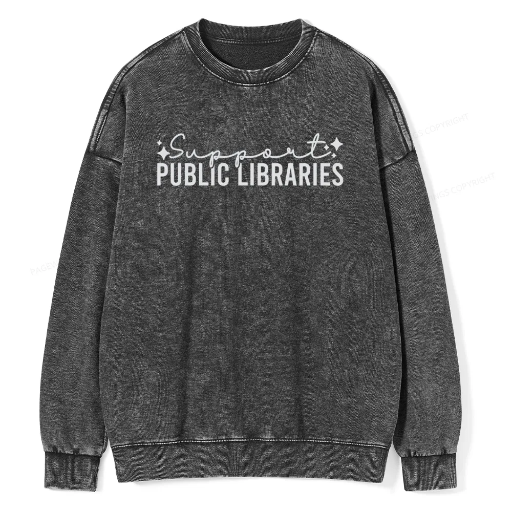 Pagewings Public Libraries Unisex Washed Sweatshirt
