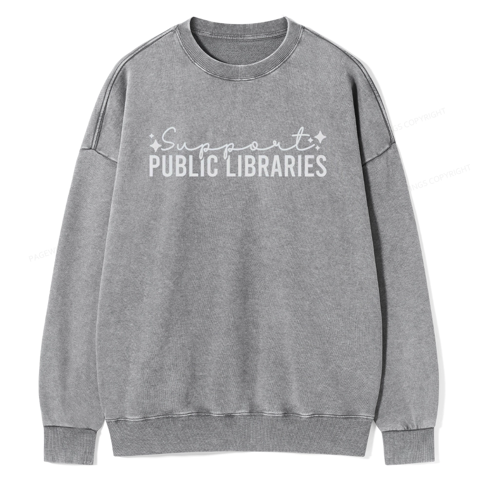 Pagewings Public Libraries Unisex Washed Sweatshirt