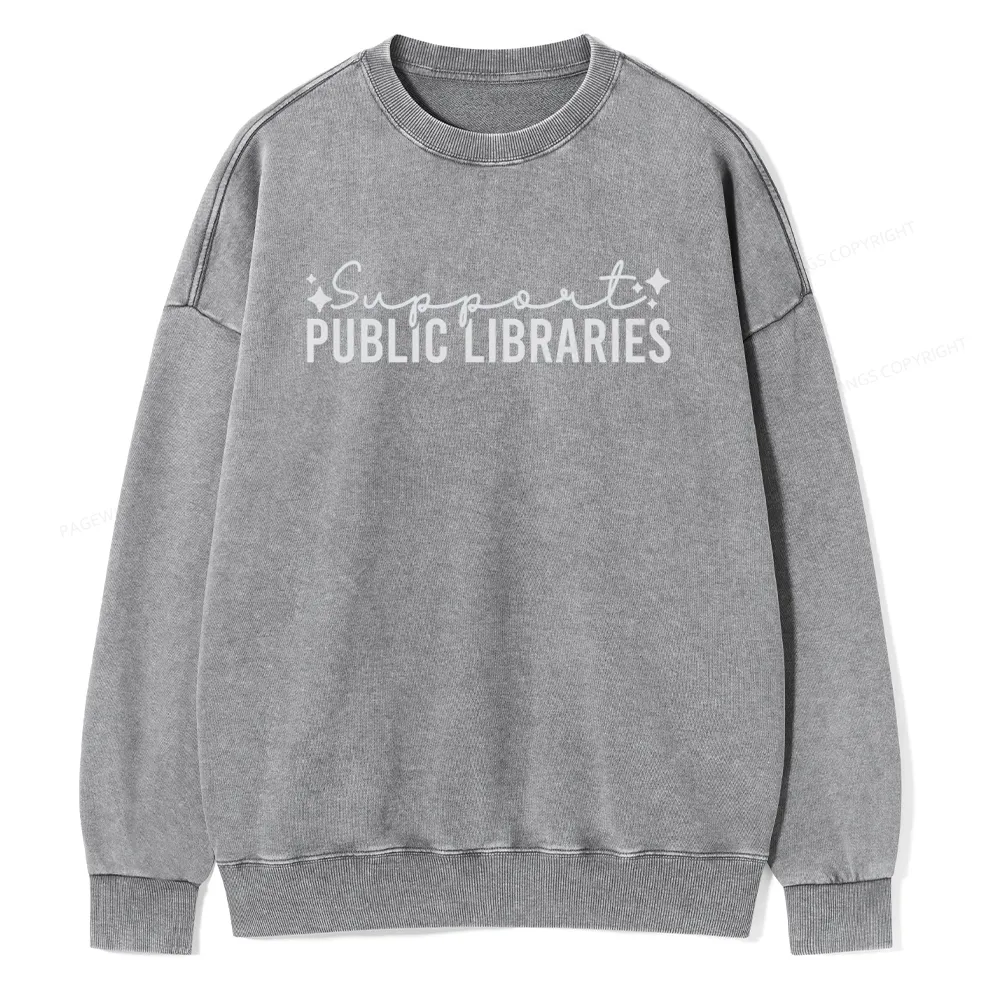 Pagewings Public Libraries Unisex Washed Sweatshirt