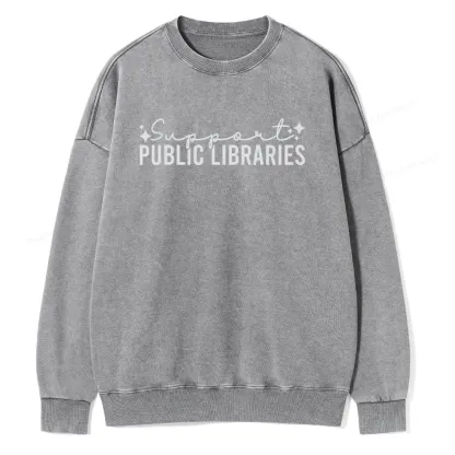 Pagewings Public Libraries Unisex Washed Sweatshirt