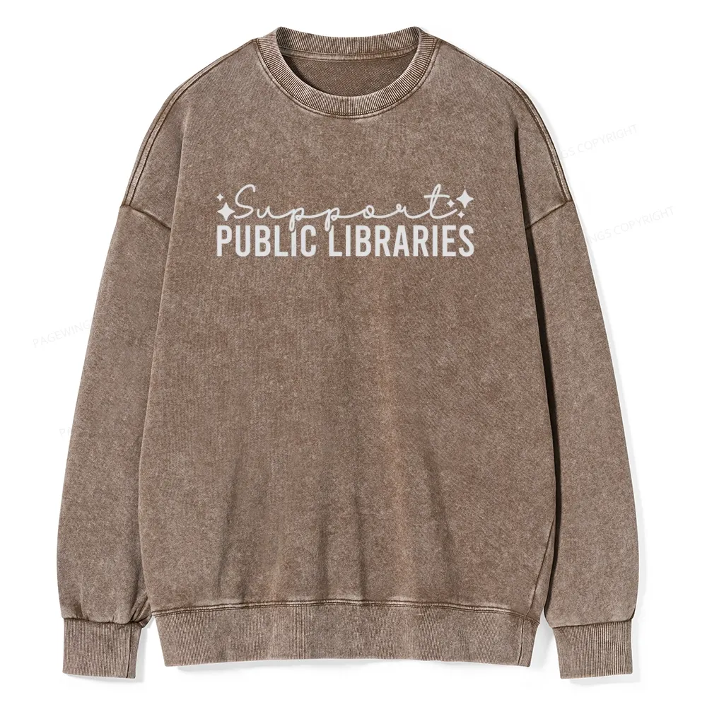 Pagewings Public Libraries Unisex Washed Sweatshirt