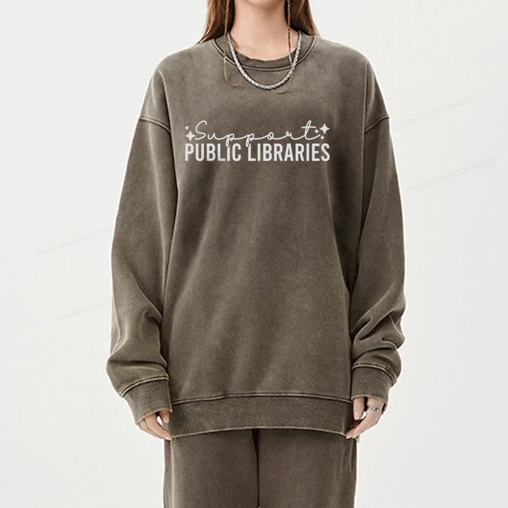 Pagewings Public Libraries Unisex Washed Sweatshirt