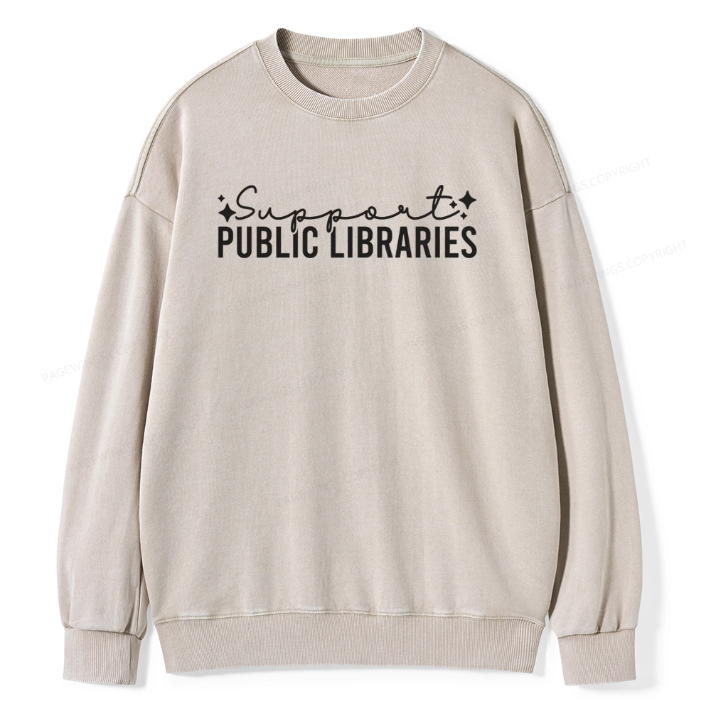 Pagewings Public Libraries Unisex Washed Sweatshirt