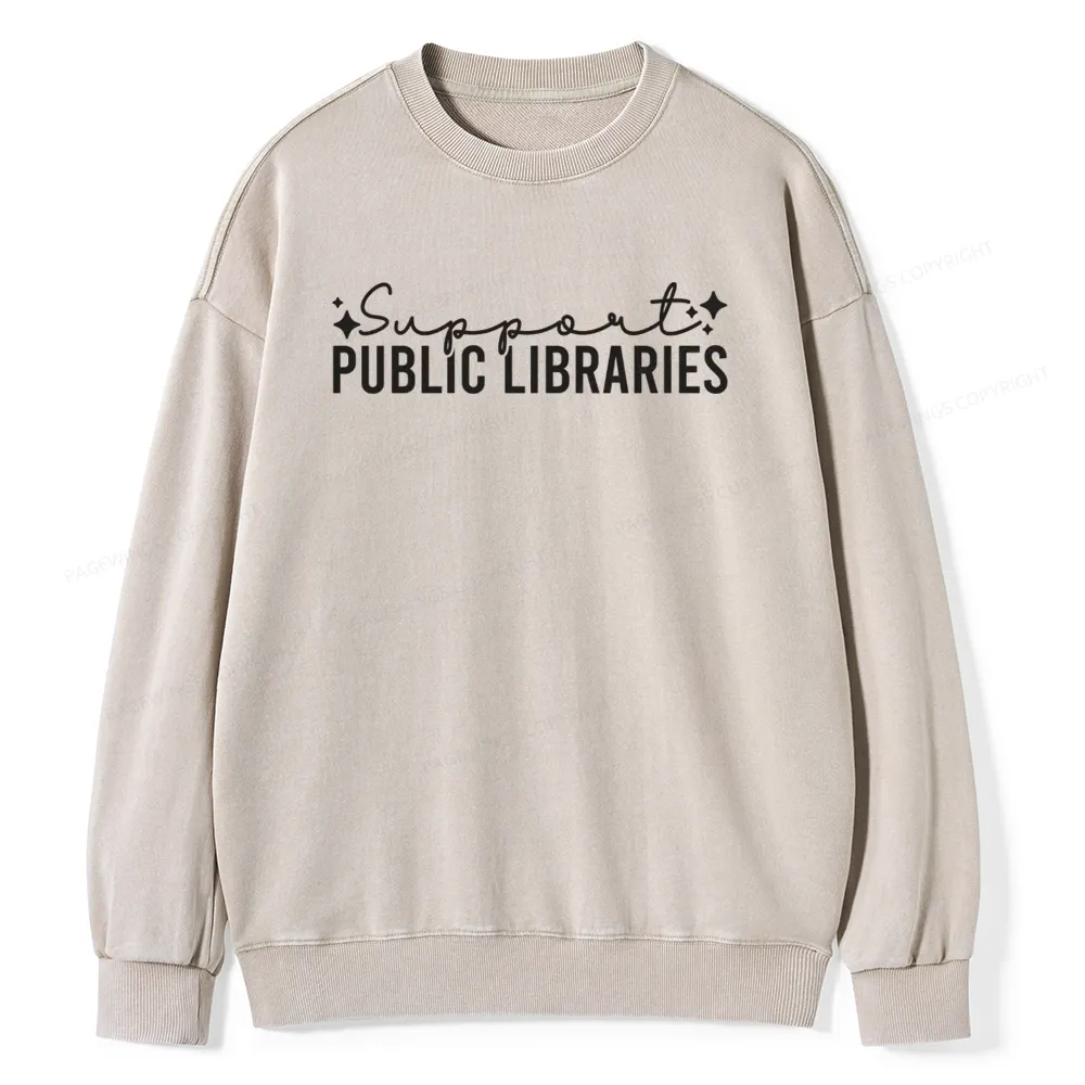 Pagewings Public Libraries Unisex Washed Sweatshirt