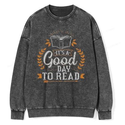 Pagewings It's A Good Day To Read Unisex Washed Sweatshirt