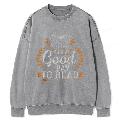 Pagewings It's A Good Day To Read Unisex Washed Sweatshirt