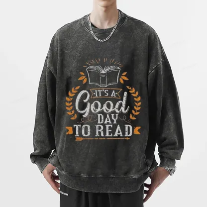 Pagewings It's A Good Day To Read Unisex Washed Sweatshirt