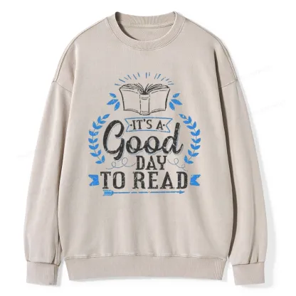 Pagewings It's A Good Day To Read Unisex Washed Sweatshirt