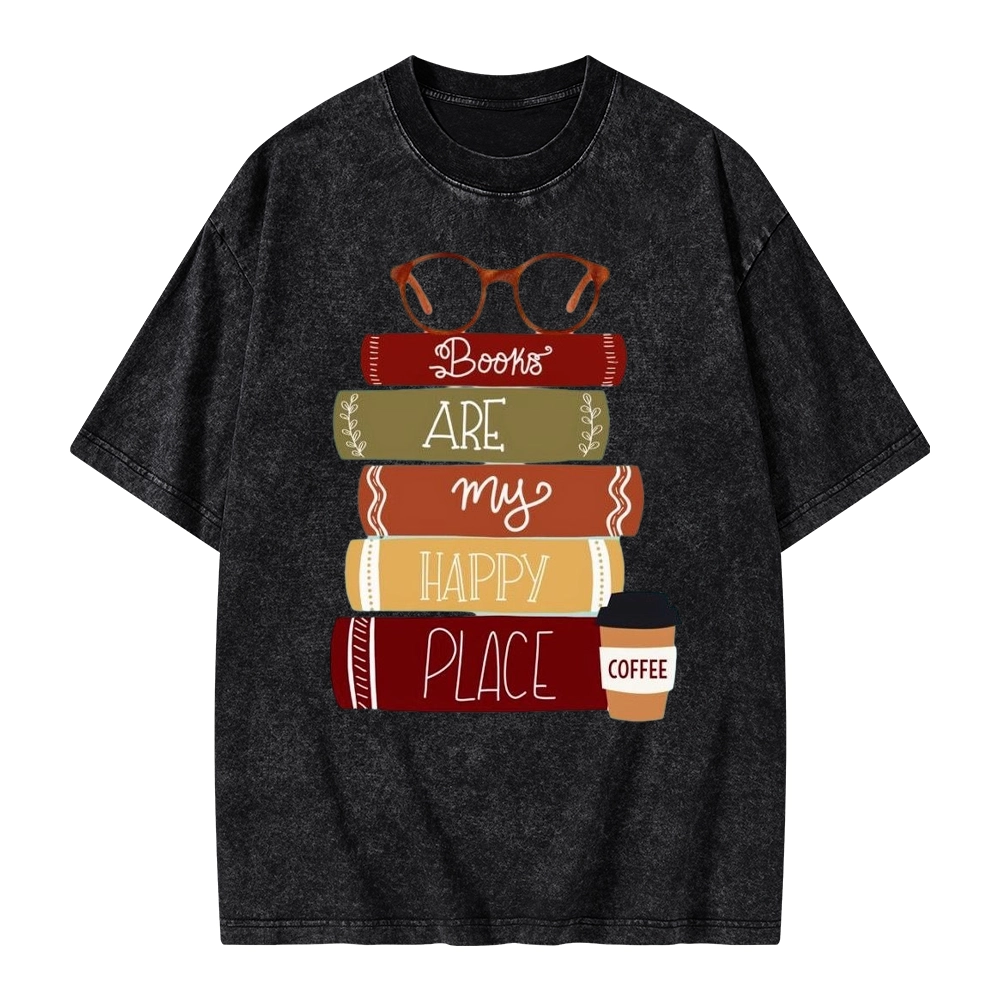 Pagewings Books are My Happy Place Unisex Washed T-shirt