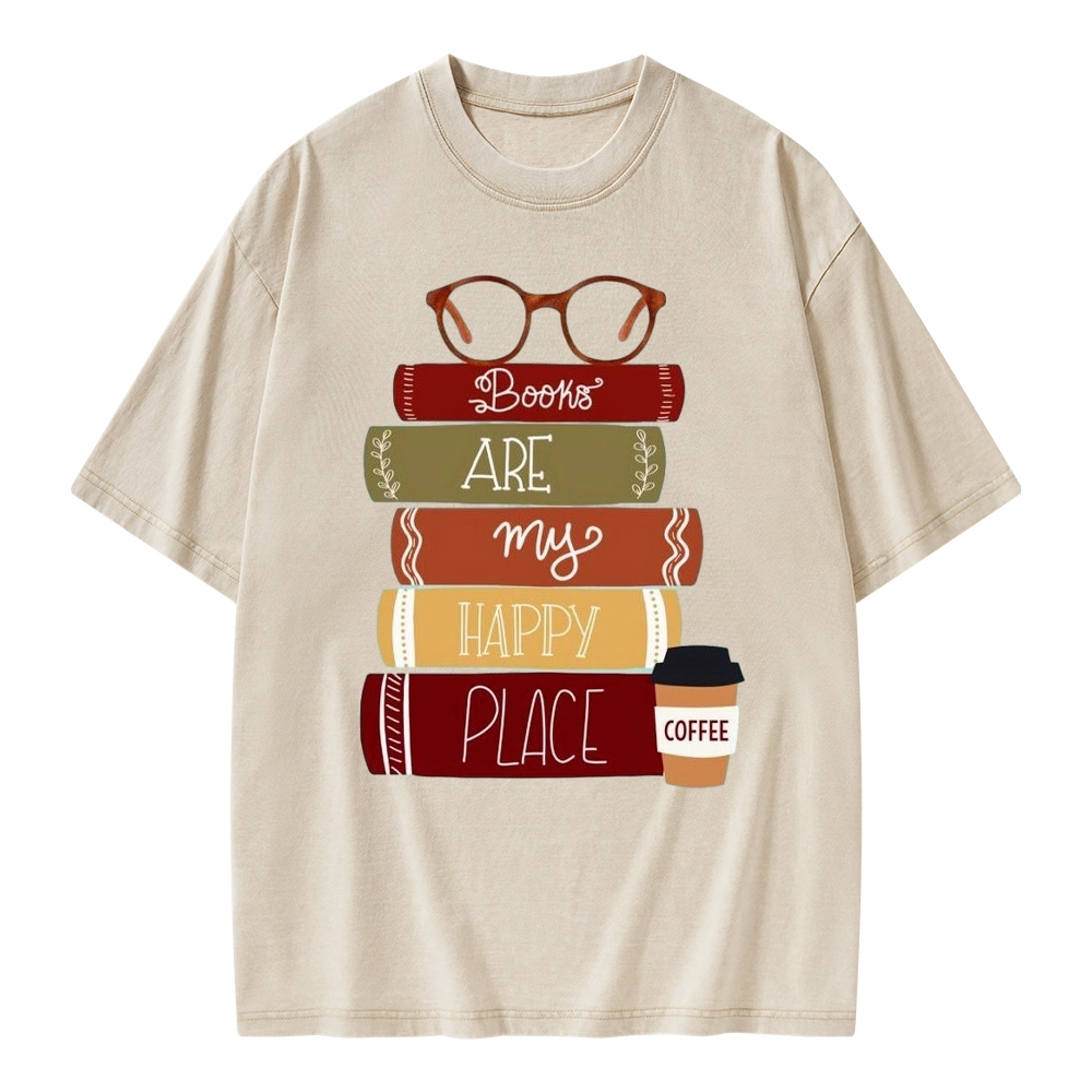 Pagewings Books are My Happy Place Unisex Washed T-shirt