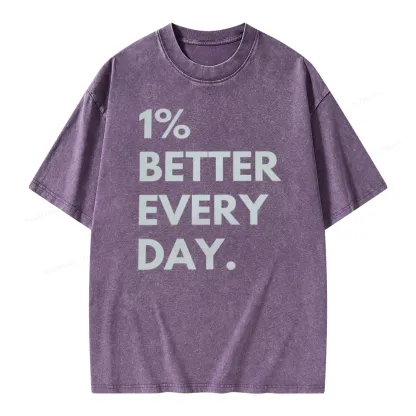 Pagewings Motivational 1% Better Everyday Unisex Washed T-shirt