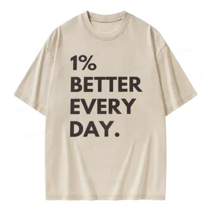 Pagewings Motivational 1% Better Everyday Unisex Washed T-shirt