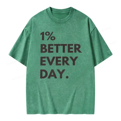 Pagewings Motivational 1% Better Everyday Unisex Washed T-shirt