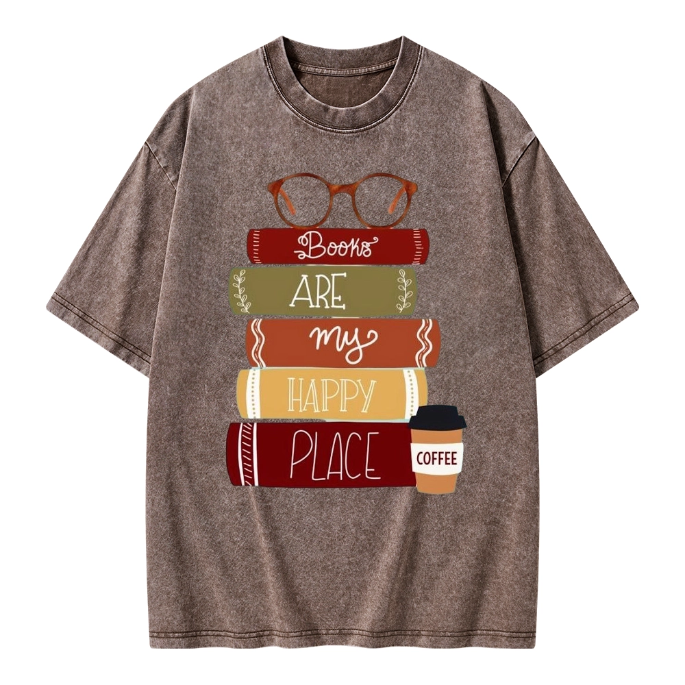 Pagewings Books are My Happy Place Unisex Washed T-shirt