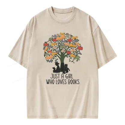 Pagewings Just A Girl Who Loves Books Unisex Washed T-shirt