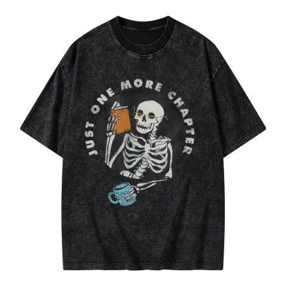 Pagewings Halloween Just One More Chapter Unisex Washed T-shirt