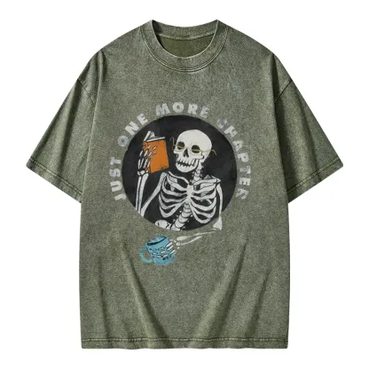 Pagewings Halloween Just One More Chapter Unisex Washed T-shirt