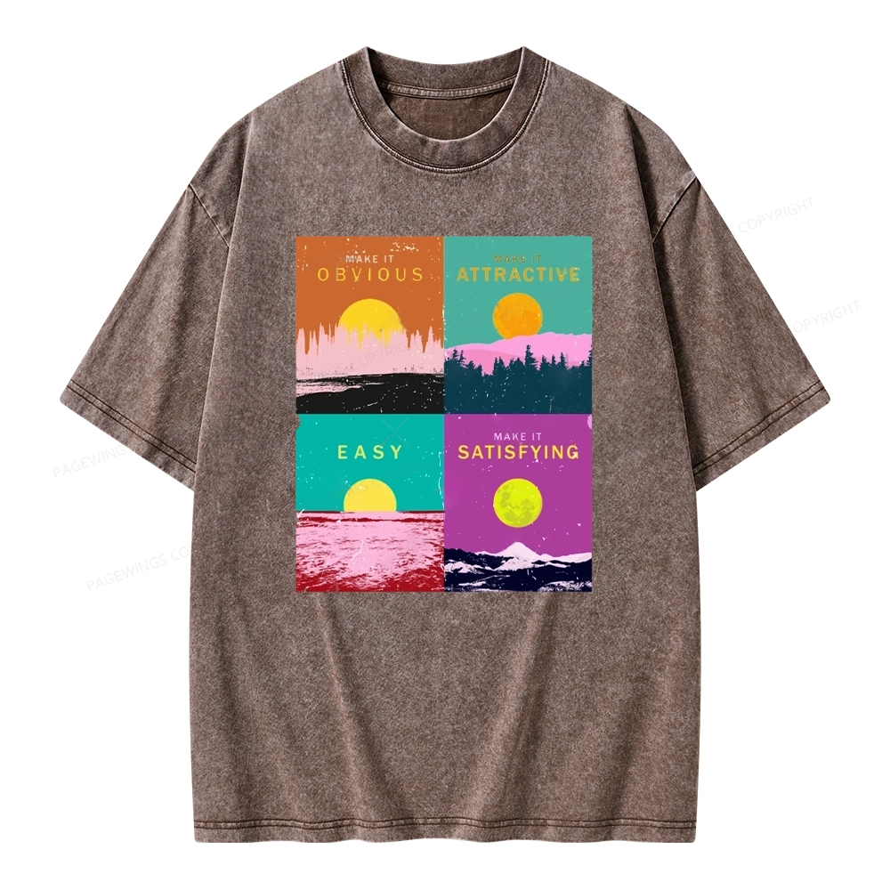 Pagewings Modern Art Atomic Habits Unisex Washed T-shirt