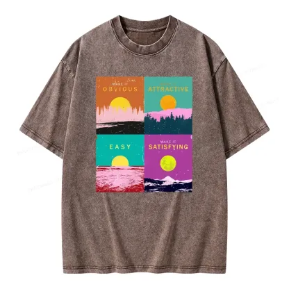 Pagewings Modern Art Atomic Habits Unisex Washed T-shirt