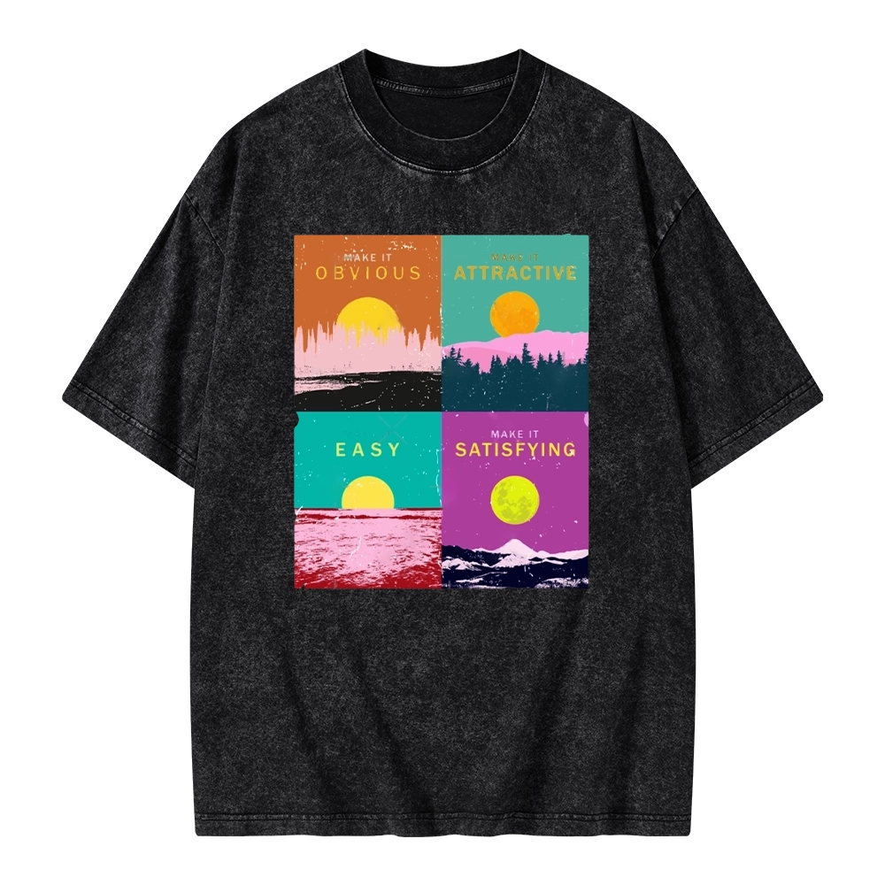 Pagewings Modern Art Atomic Habits Unisex Washed T-shirt