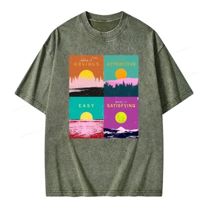 Pagewings Modern Art Atomic Habits Unisex Washed T-shirt