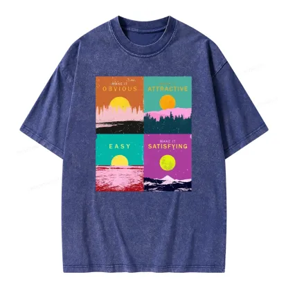 Pagewings Modern Art Atomic Habits Unisex Washed T-shirt