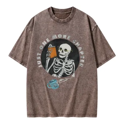 Pagewings Halloween Just One More Chapter Unisex Washed T-shirt