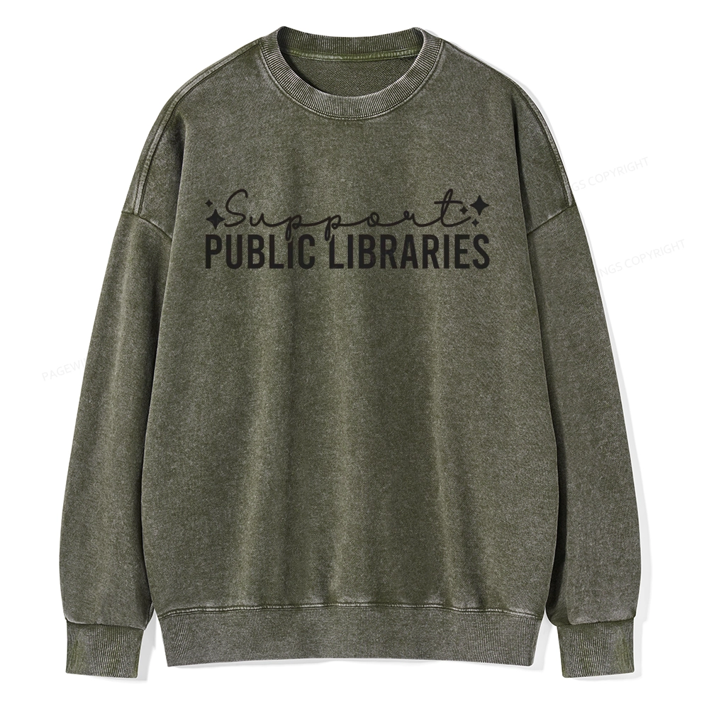 Pagewings Public Libraries Unisex Washed Sweatshirt