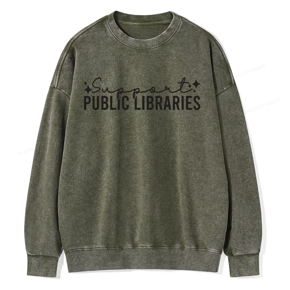 Pagewings Public Libraries Unisex Washed Sweatshirt