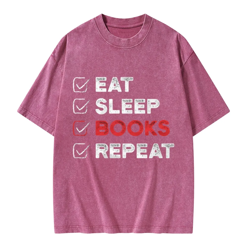 Pagewings Eat Sleep Books Repeat Unisex Washed T-shirt