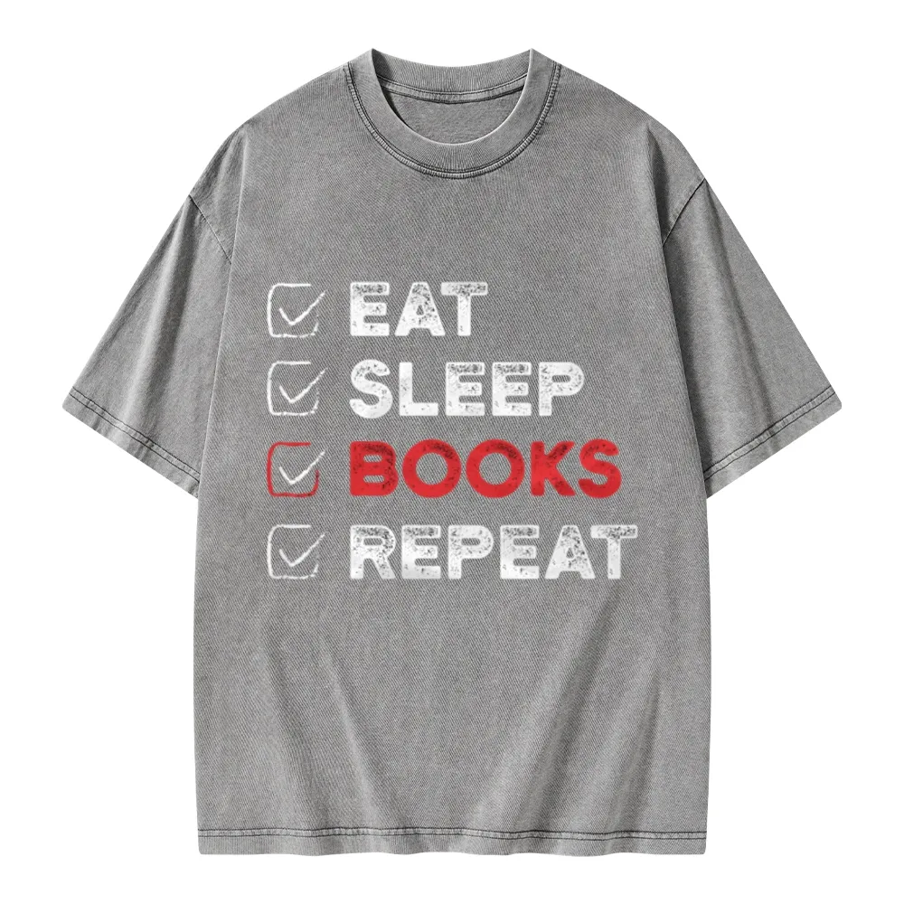 Pagewings Eat Sleep Books Repeat Unisex Washed T-shirt