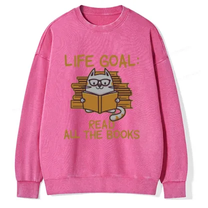 Pagewings Life Goal ：Read All The Books Unisex Washed Sweatshirt