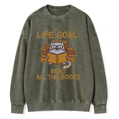 Pagewings Life Goal ：Read All The Books Unisex Washed Sweatshirt