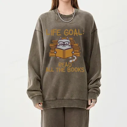 Pagewings Life Goal ：Read All The Books Unisex Washed Sweatshirt
