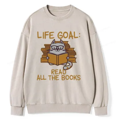 Pagewings Life Goal ：Read All The Books Unisex Washed Sweatshirt
