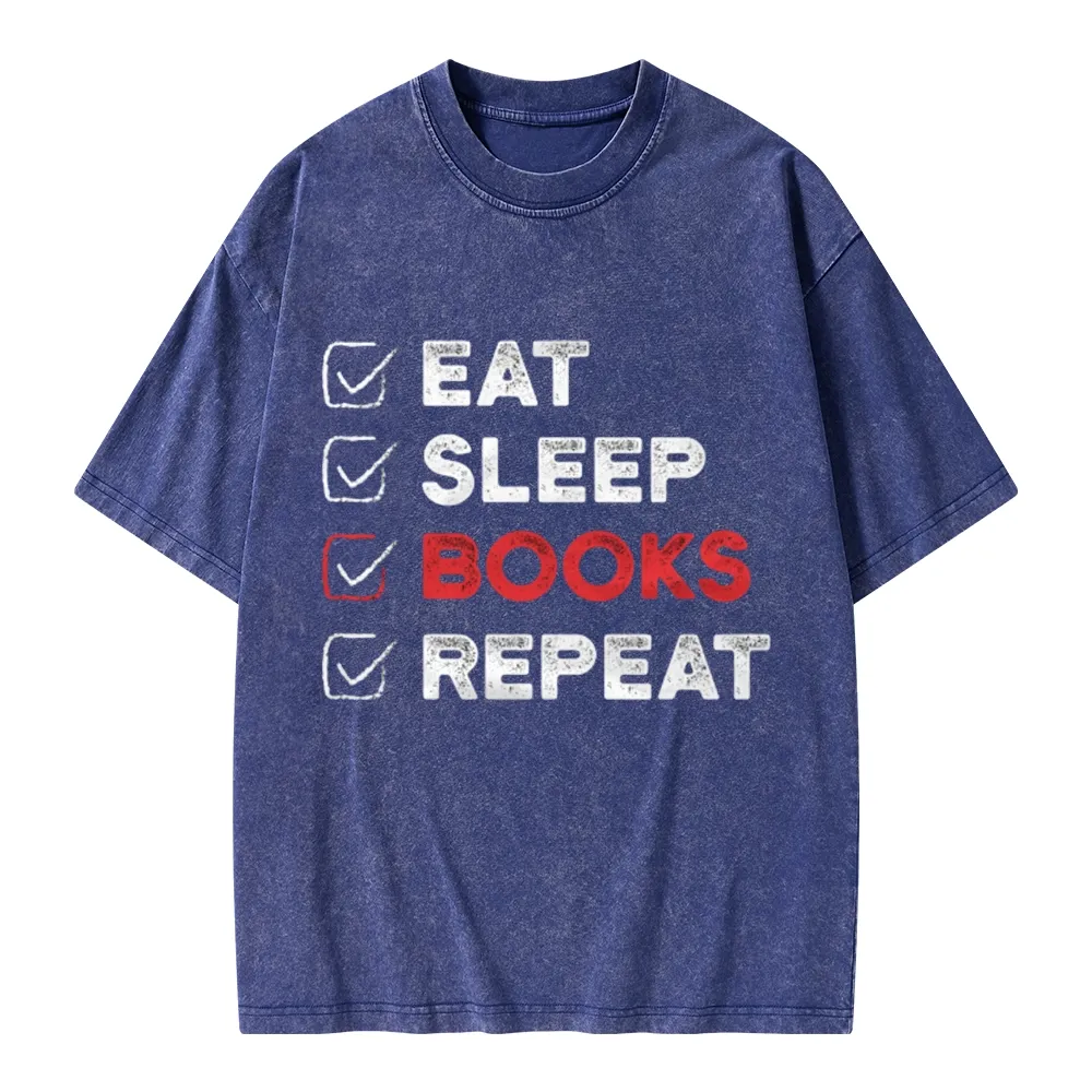 Pagewings Eat Sleep Books Repeat Unisex Washed T-shirt