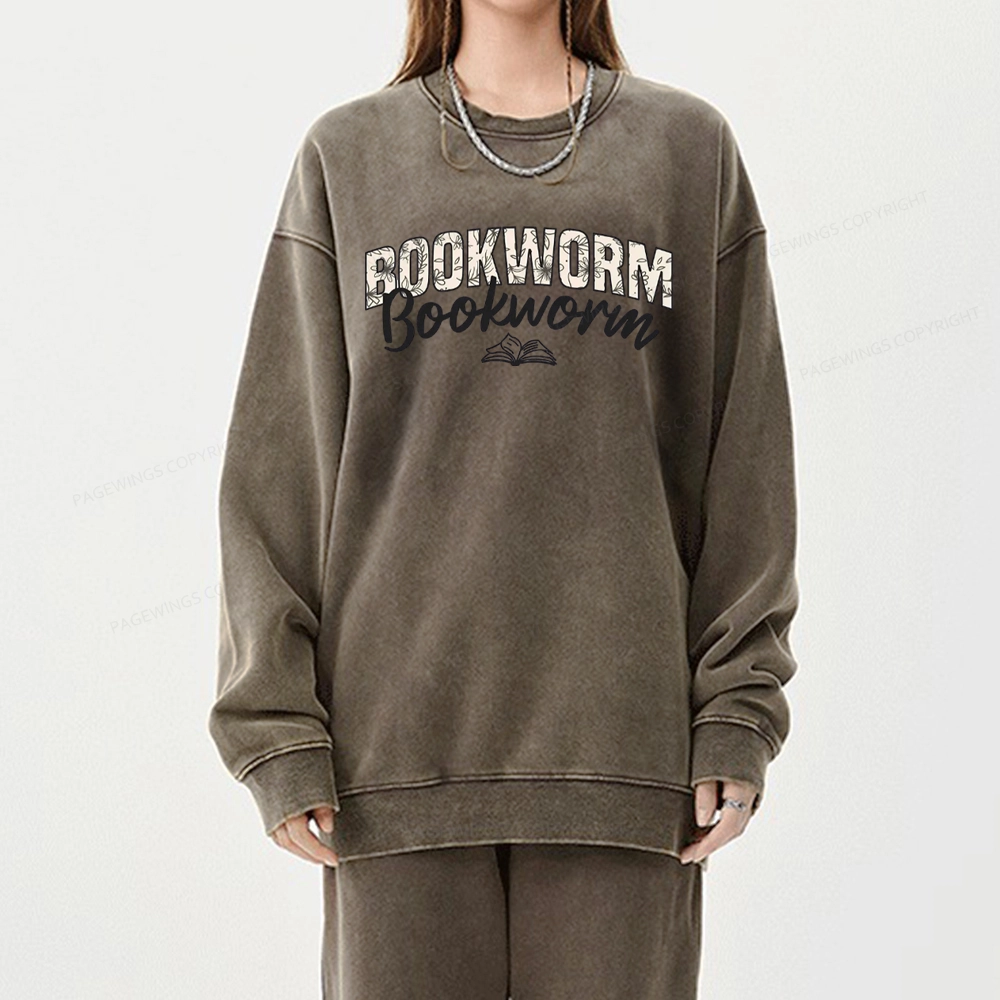 Pagewings Bookworm Unisex Washed Sweatshirt