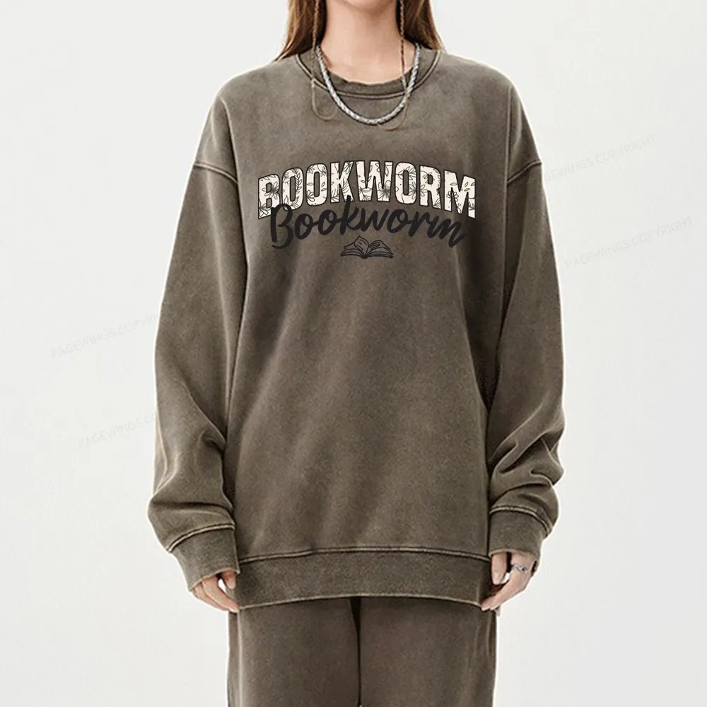 Pagewings Bookworm Unisex Washed Sweatshirt