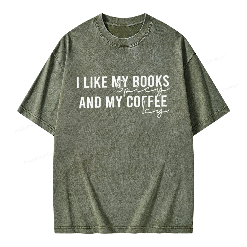 Pagewings I Like My Books And My Coffee Unisex Washed T-shirt