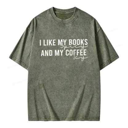 Pagewings I Like My Books And My Coffee Unisex Washed T-shirt
