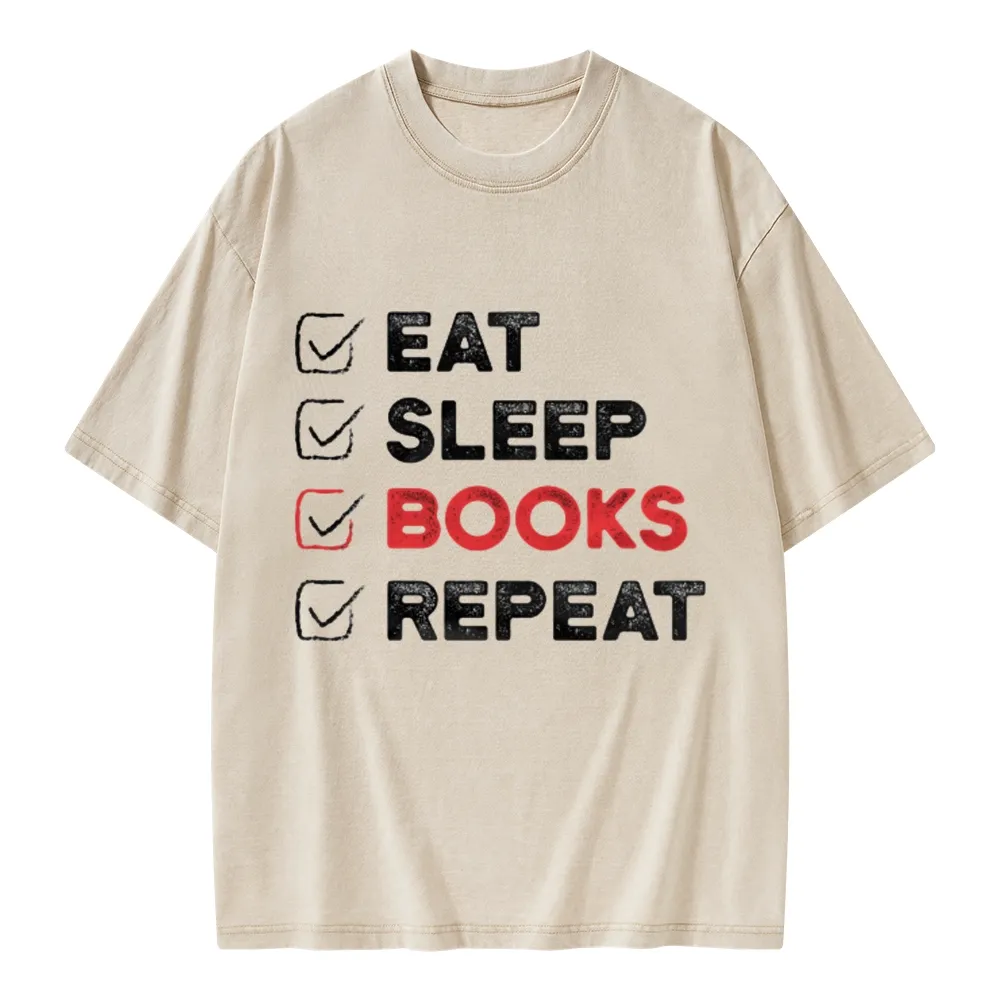 Pagewings Eat Sleep Books Repeat Unisex Washed T-shirt