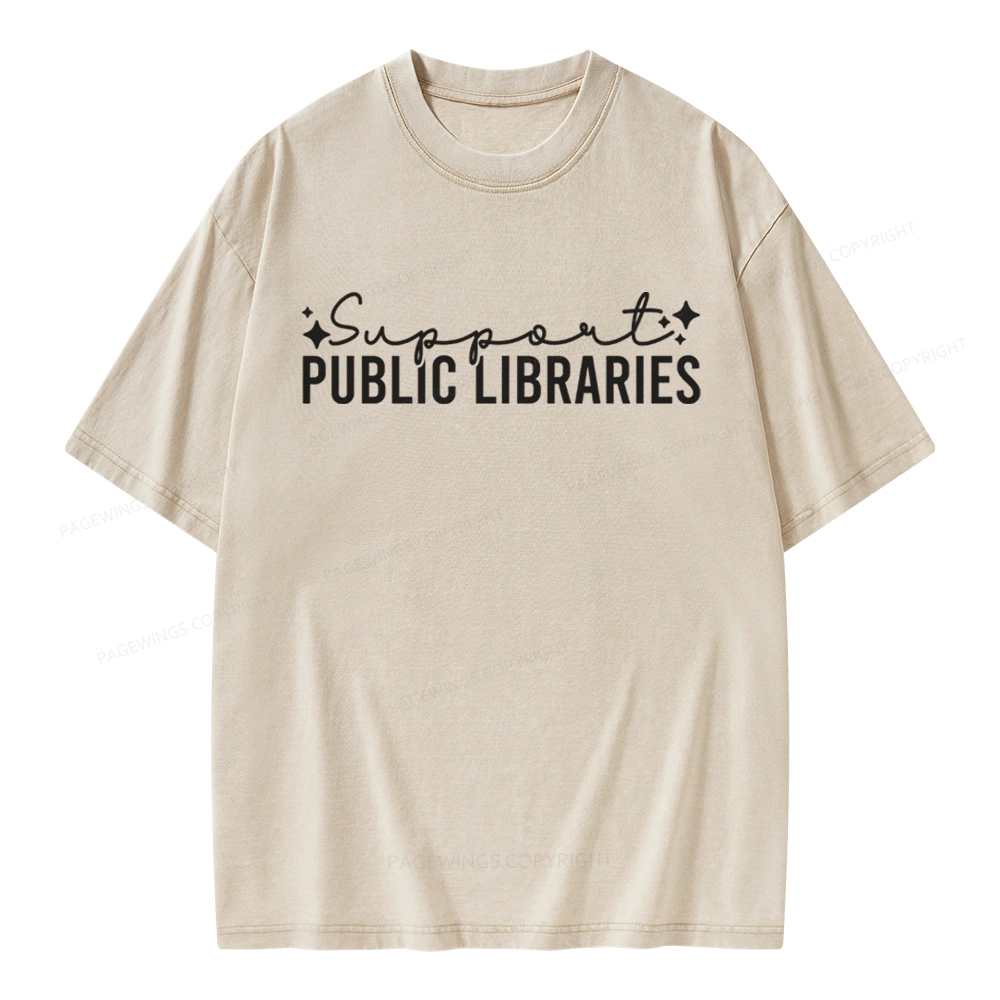Pagewings Public Libraries Unisex Washed T-shirt