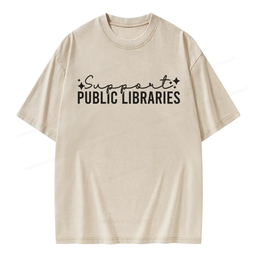 Pagewings Public Libraries Unisex Washed T-shirt