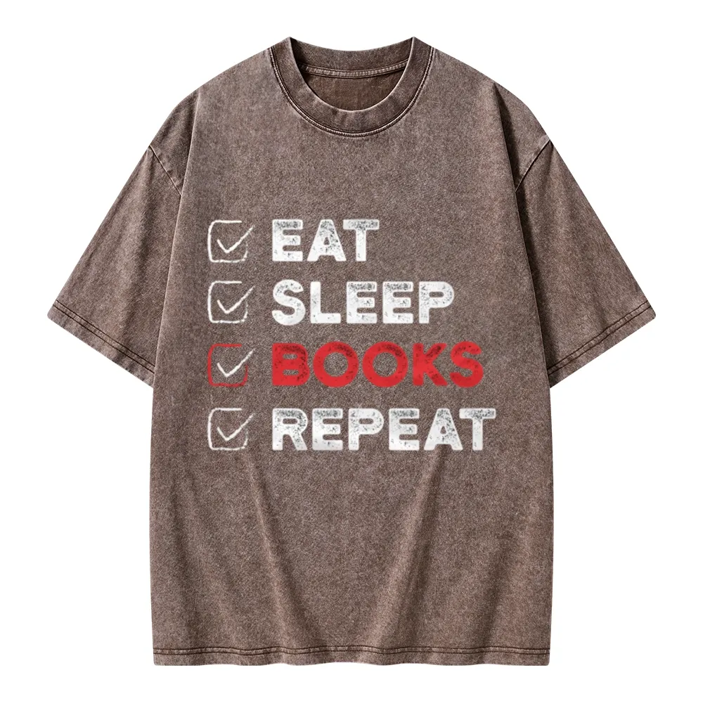 Pagewings Eat Sleep Books Repeat Unisex Washed T-shirt