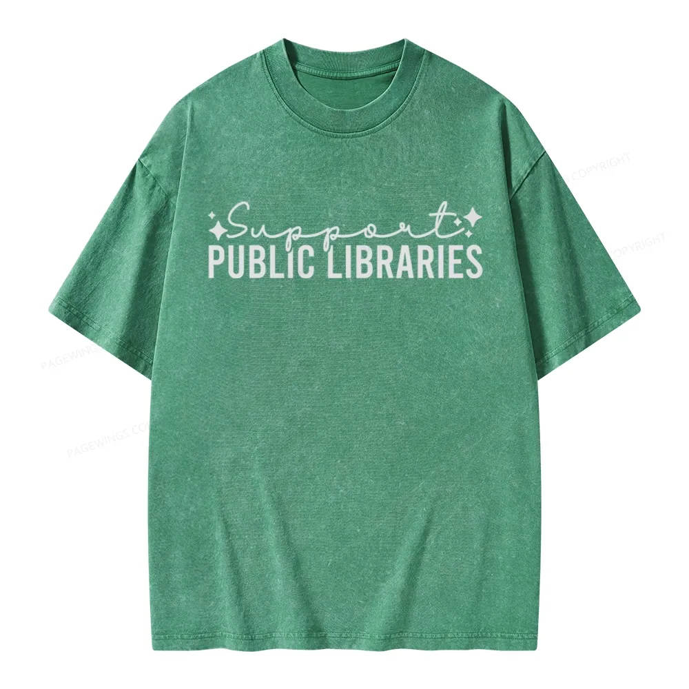 Pagewings Public Libraries Unisex Washed T-shirt