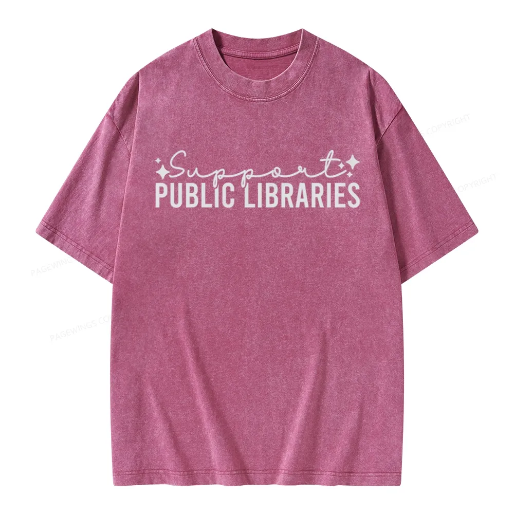 Pagewings Public Libraries Unisex Washed T-shirt